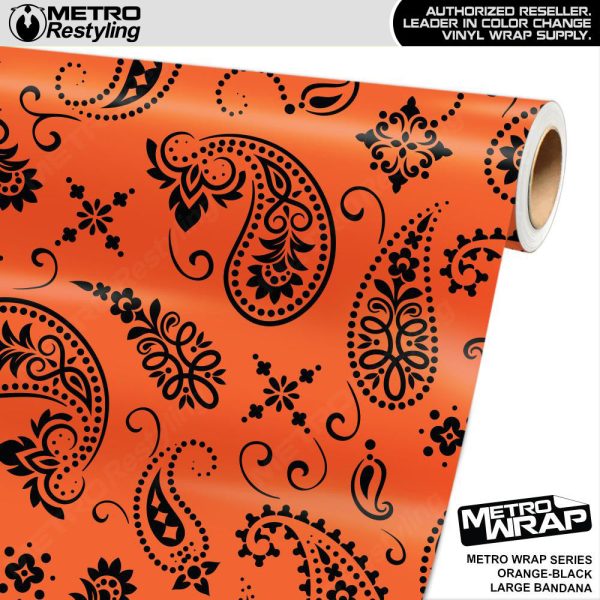 Metro Wrap Large Bandana Orange Black Vinyl Film Sale