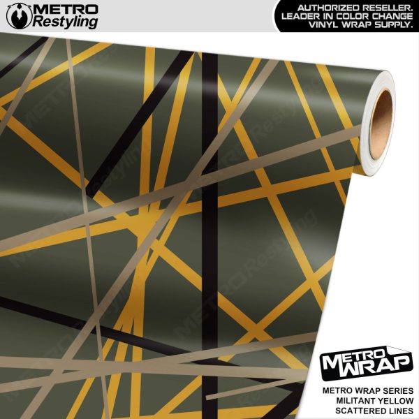 Metro Wrap Scattered Lines Militant Yellow Vinyl Film For Discount