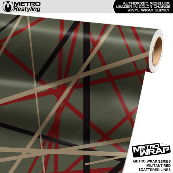 Metro Wrap Scattered Lines Militant Red Vinyl Film Fashion